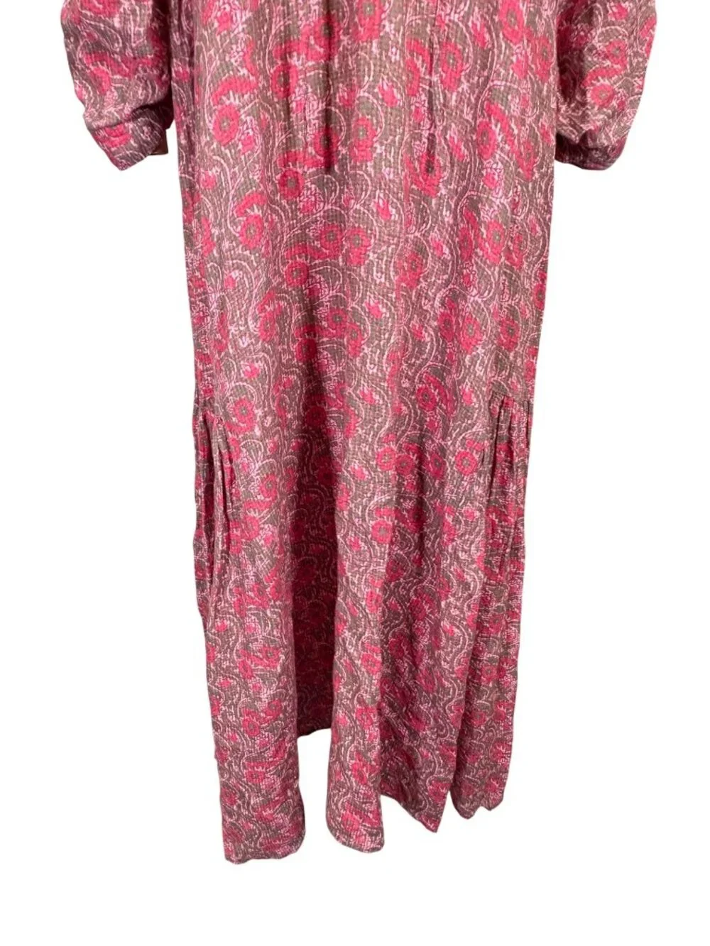 Wiggy Kit Linen Floral Tiered Boho Maxi Dress Size Small - Picture 7 of 11